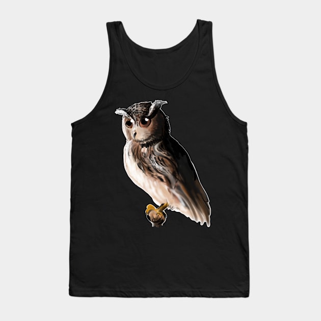 Digital owl drawing - nature inspired art and designs Tank Top by STearleArt